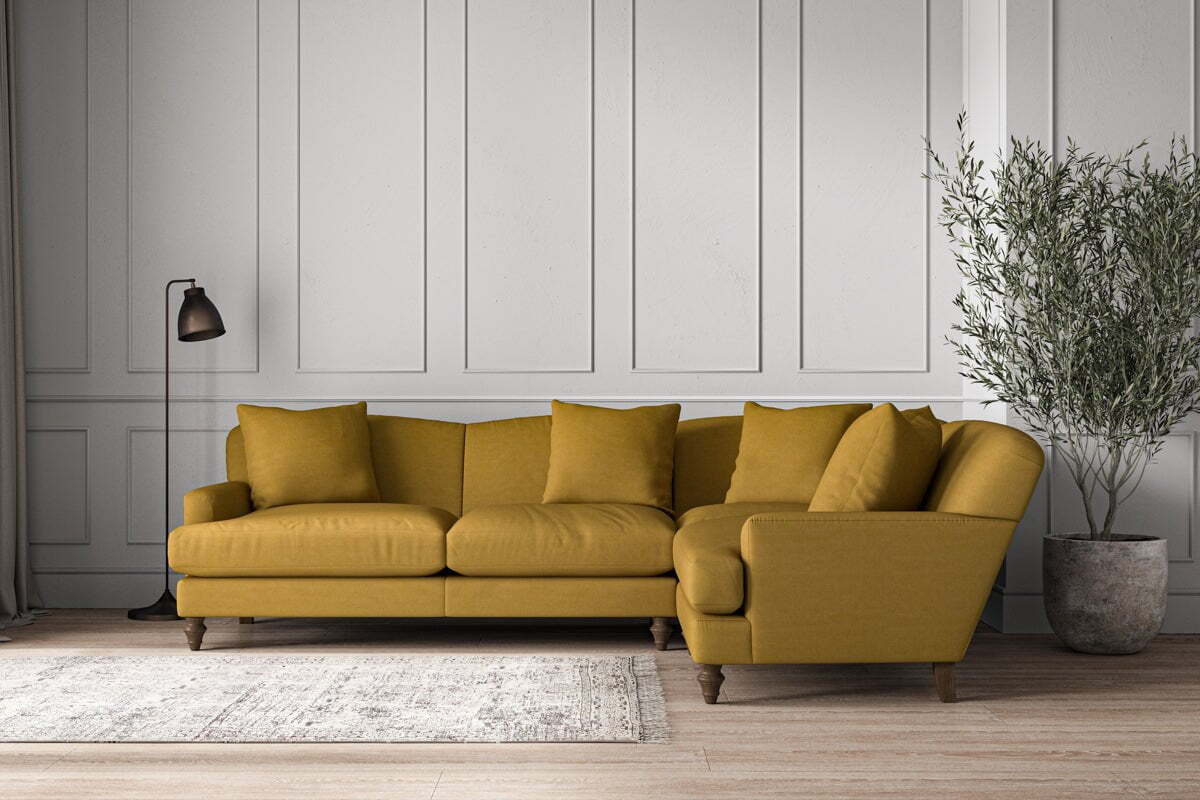Deni Large Right Hand Corner Sofa - Recycled Cotton Ochre