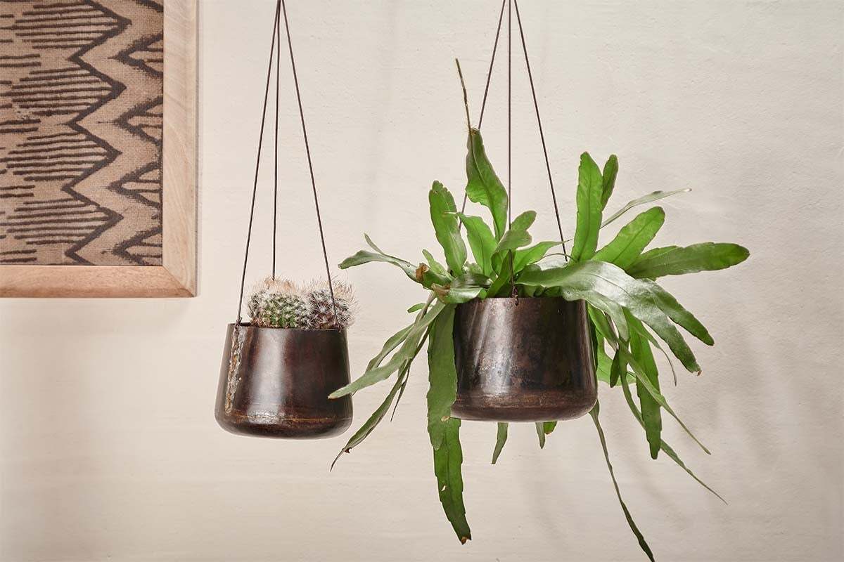 nkuku plant pot Endo Reclaimed Iron Hanging Planter