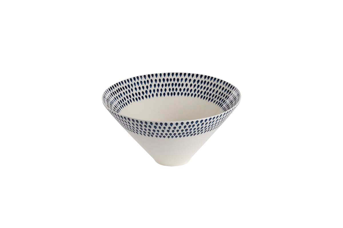 Indigo Ribbed Ceramic Bowl 20.5x3.8cm main image 0