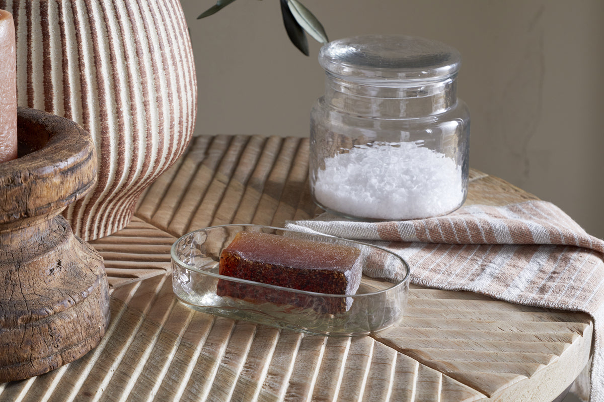 Ilcoso Recycled Hammered Glass Soap Dish - Clear