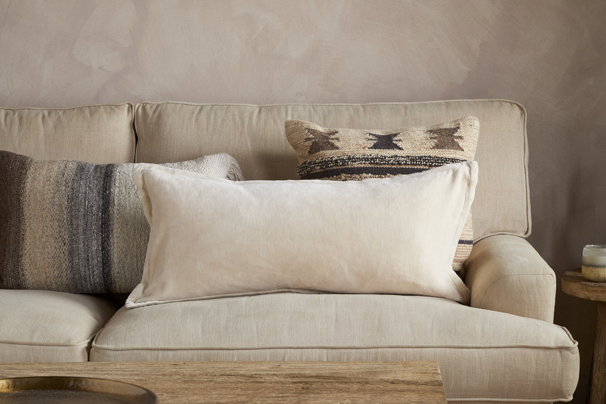Menmai Statement Velvet Lumbar Cushion Cover - Cream