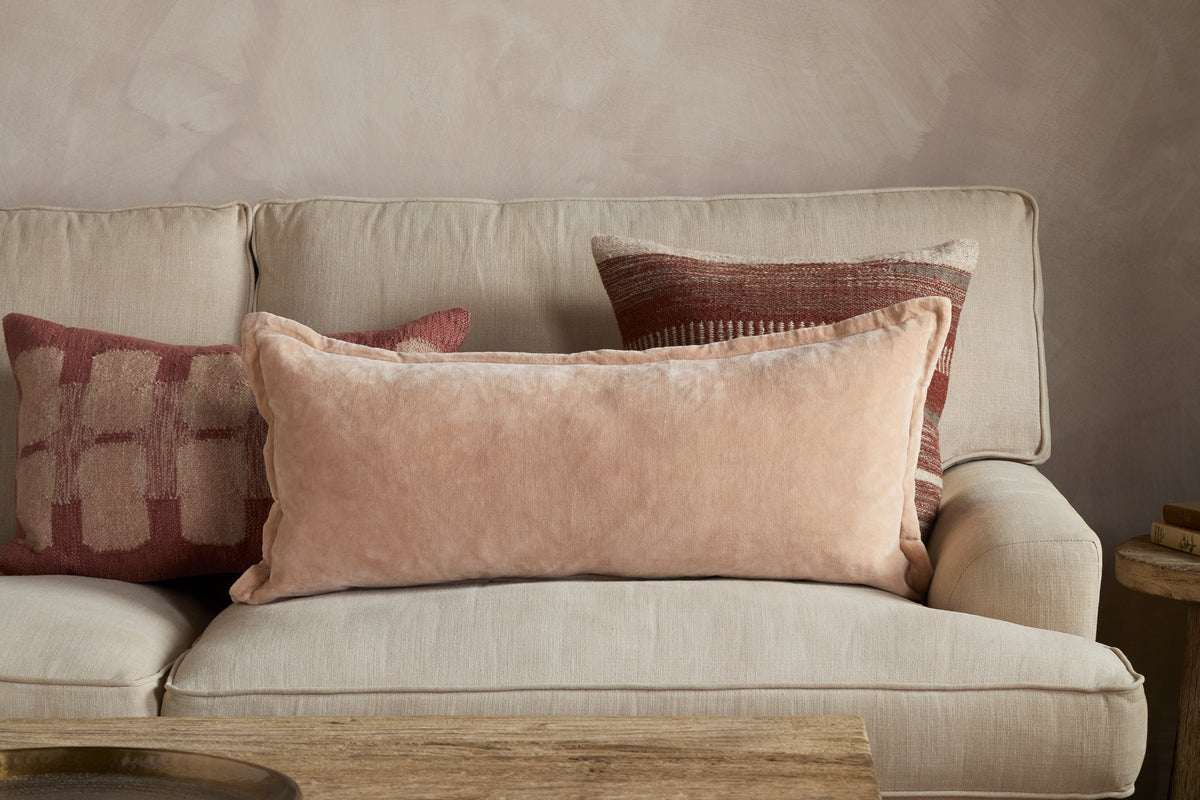 Menmai Statement Velvet Lumbar Cushion Cover - Dusty Pink