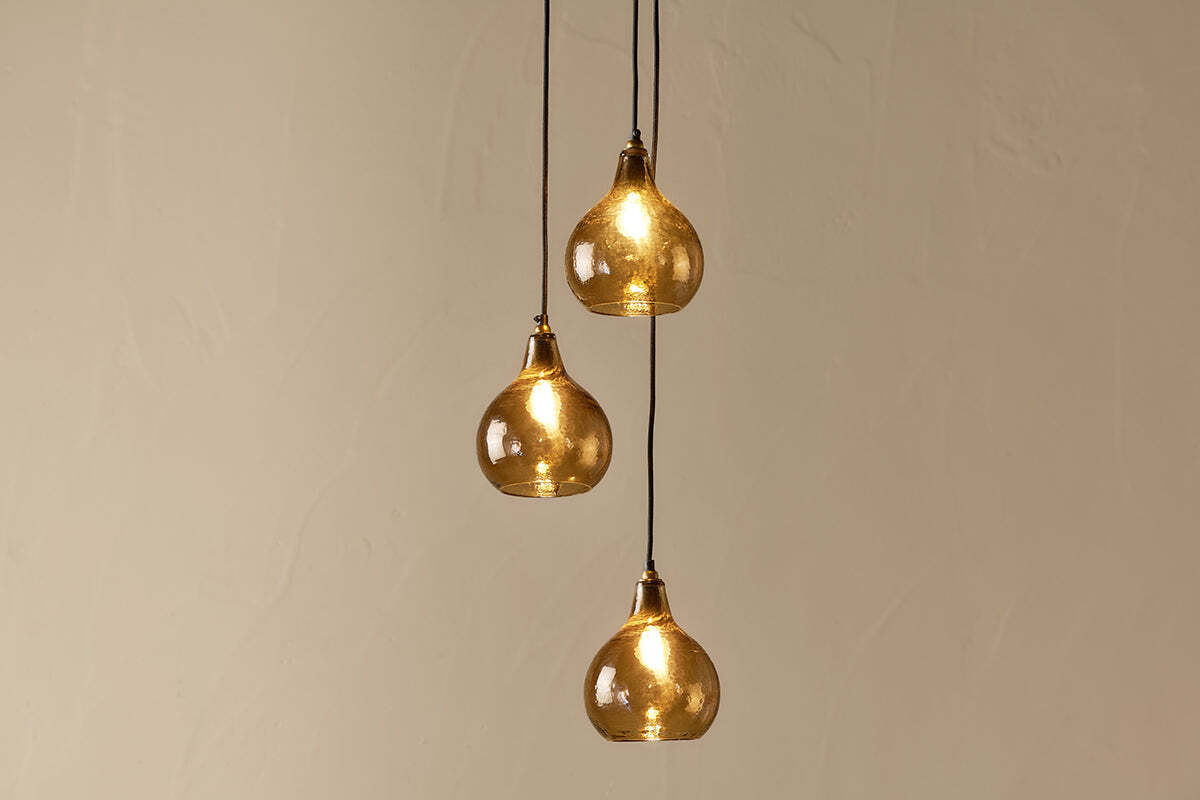 Ziva Recycled Glass Cluster Pendant - Light Smoke Brown