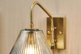 Akoli Glass Wall Lamp - Clear & Antique Brass