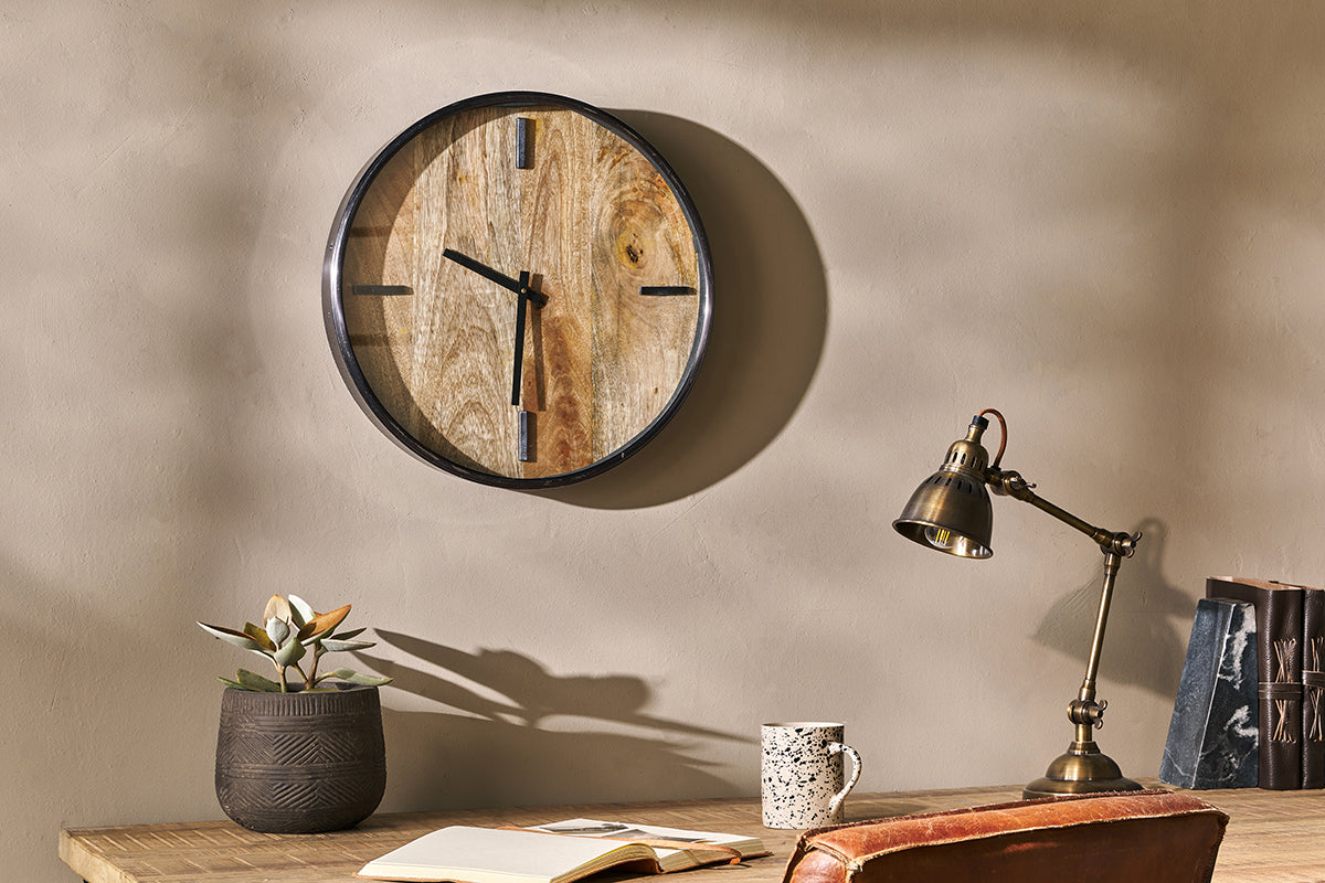Alomi Mango Wood Wall Clock