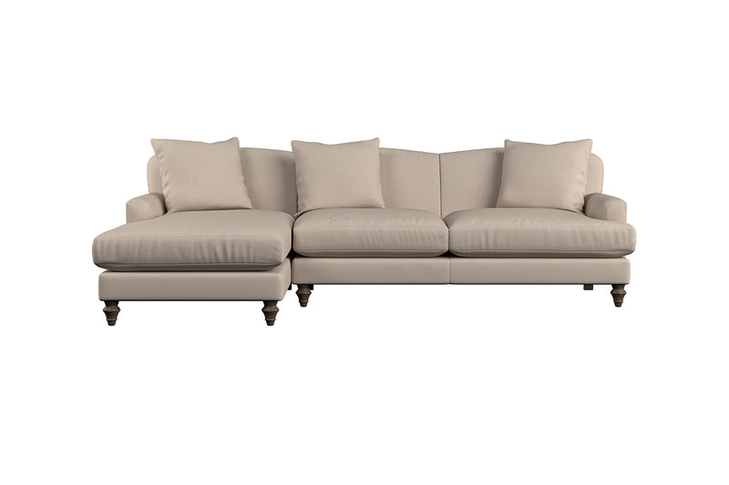 Deni Large Left Hand Chaise Sofa - Recycled Cotton Stone