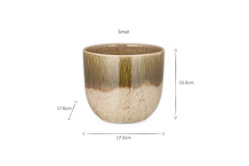 Almeida Reactive Glaze Plant Pot - Olive & Natural