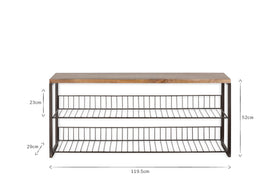 Kiyoma Iron & Wood Low Standing Shelves  - Natural
