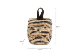 Mannu Cotton & Hemp Wall Hung Basket - Natural & Black