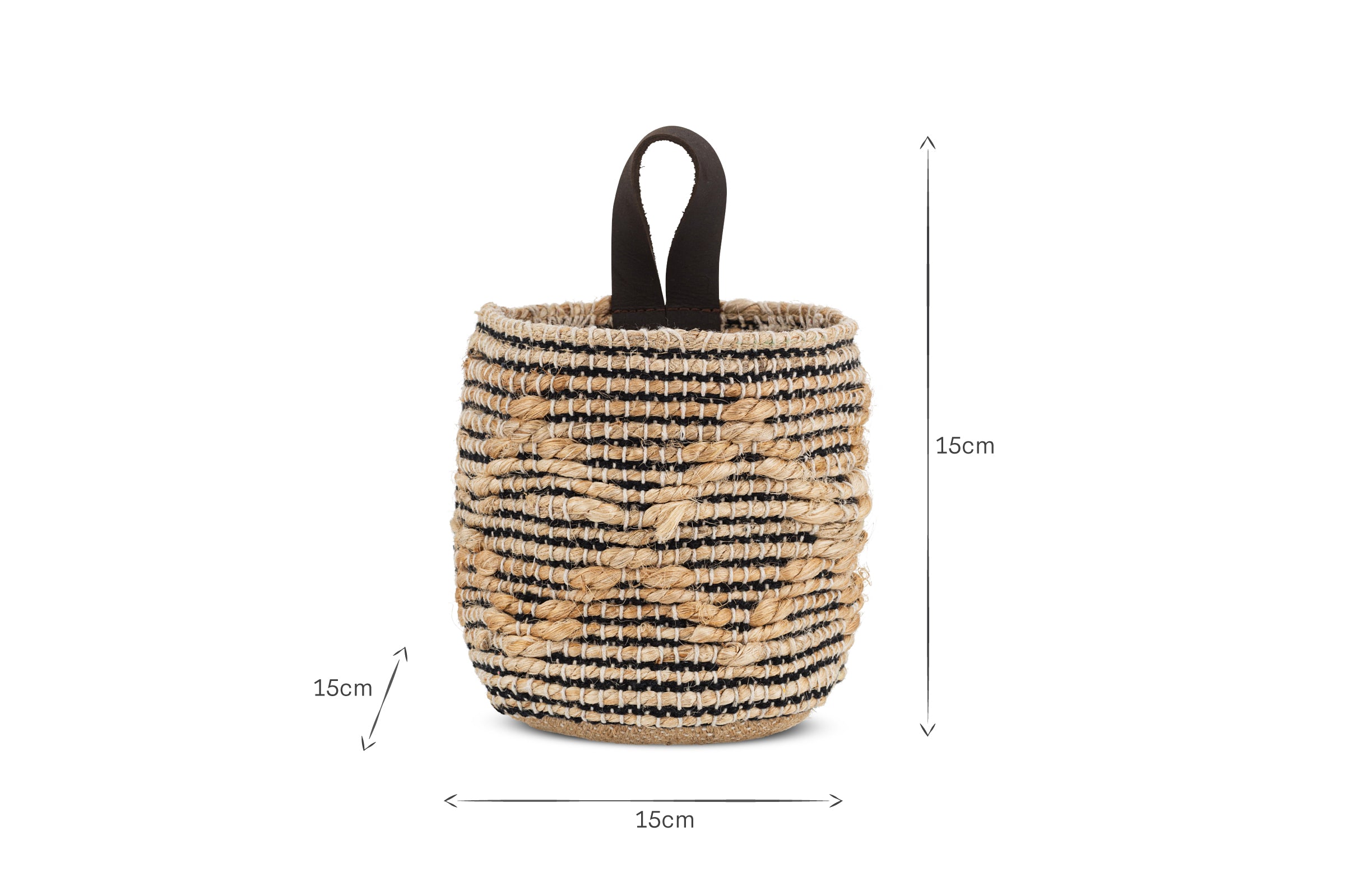 Mannu Cotton & Hemp Wall Hung Basket - Natural & Black