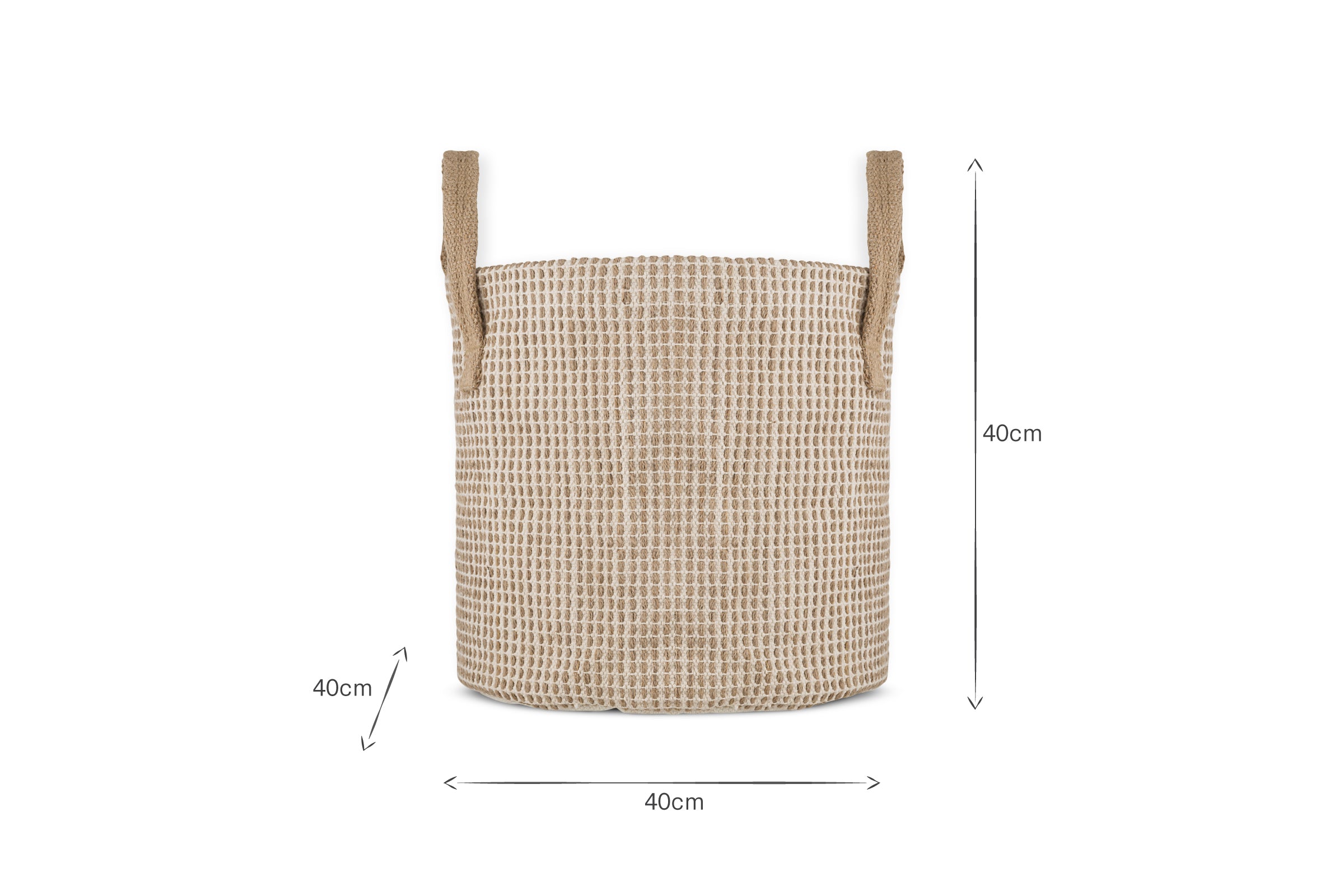 The nkuku Rohia Basket - Natural & Cream features convenient handles and a spacious size, perfect for stylish storage.