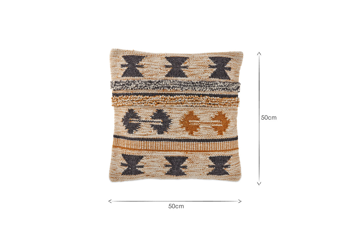 Tussi Ami Cushion Cover - Mustard & Grey