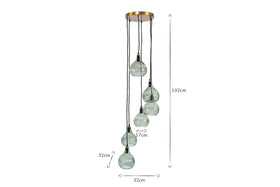 Ziva Statement Recycled Glass Cluster Pendant - Green Smoke