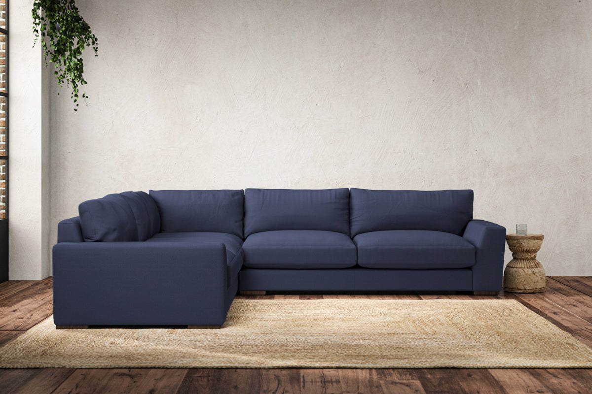 Guddu Large Left Hand Corner Sofa - Recycled Cotton Navy-nkuku