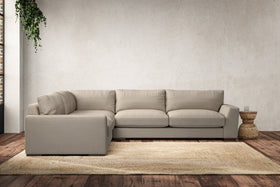 Guddu Large Left Hand Corner Sofa - Recycled Cotton Stone-nkuku