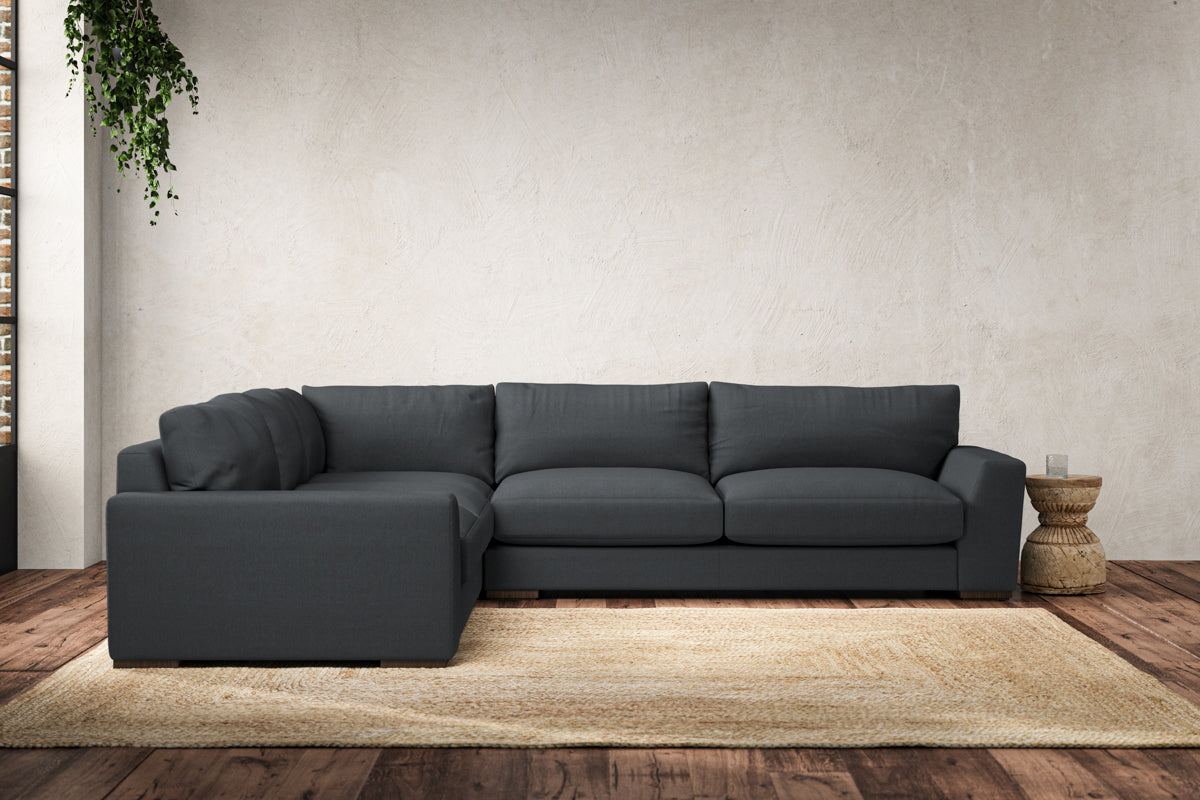 Guddu Large Left Hand Corner Sofa - Recycled Cotton Thunder-nkuku