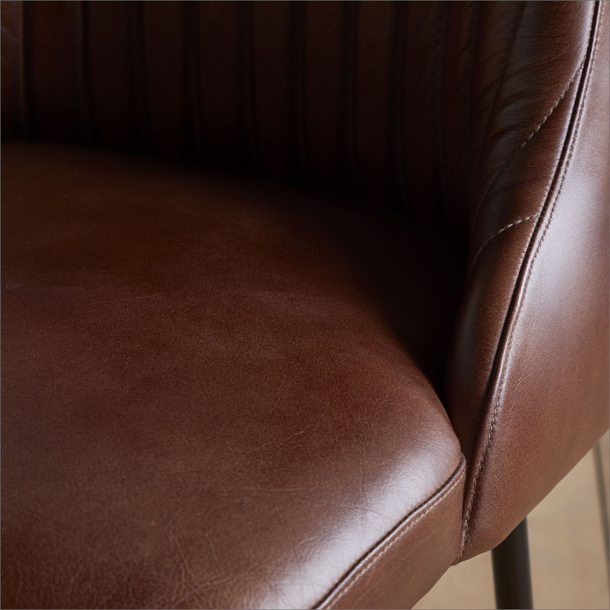 Harsha Leather Counter Chair - Chocolate Brown - nkuku – Nkuku