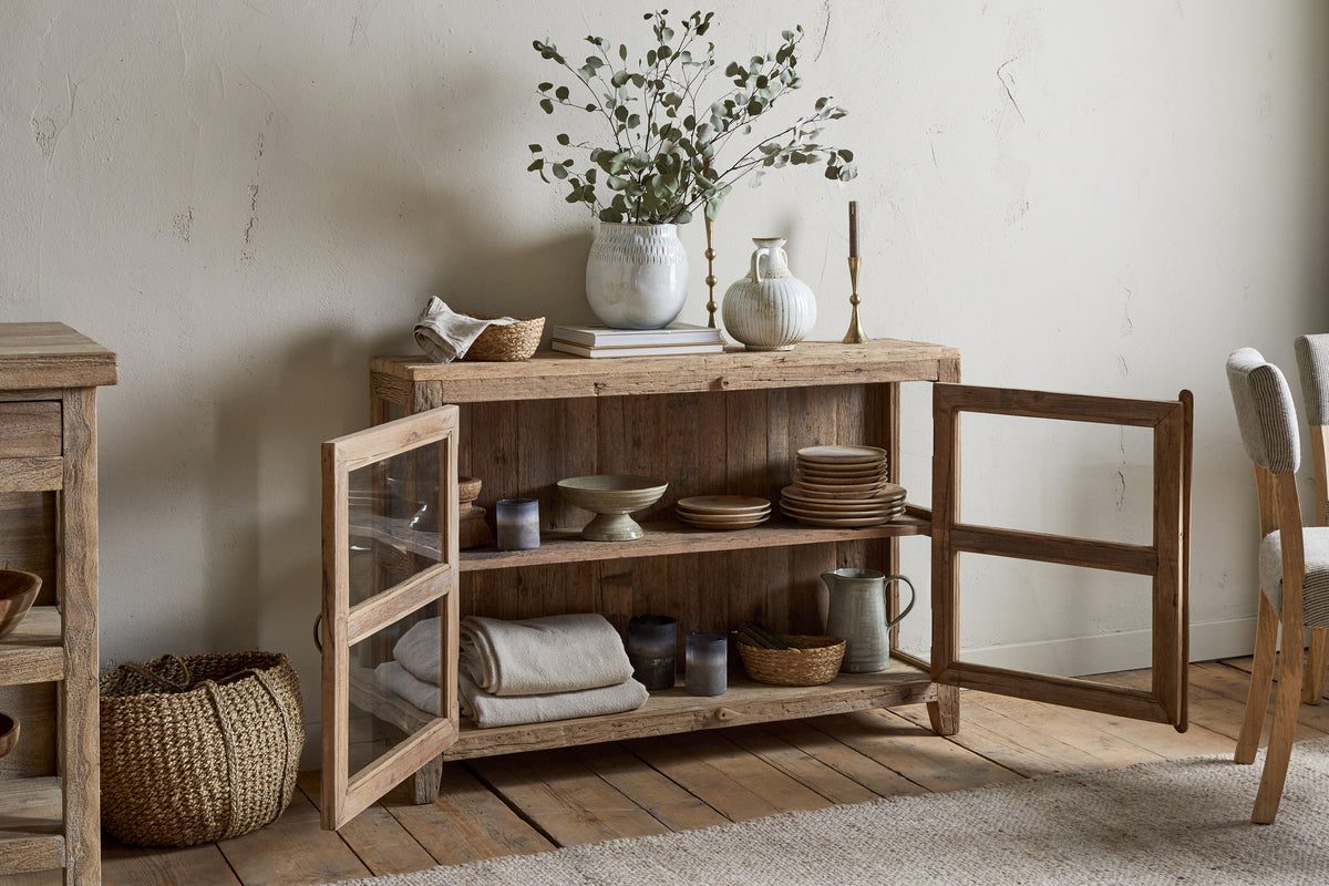 Ibo Reclaimed Wood & Glass Sideboard - Natural - nkuku