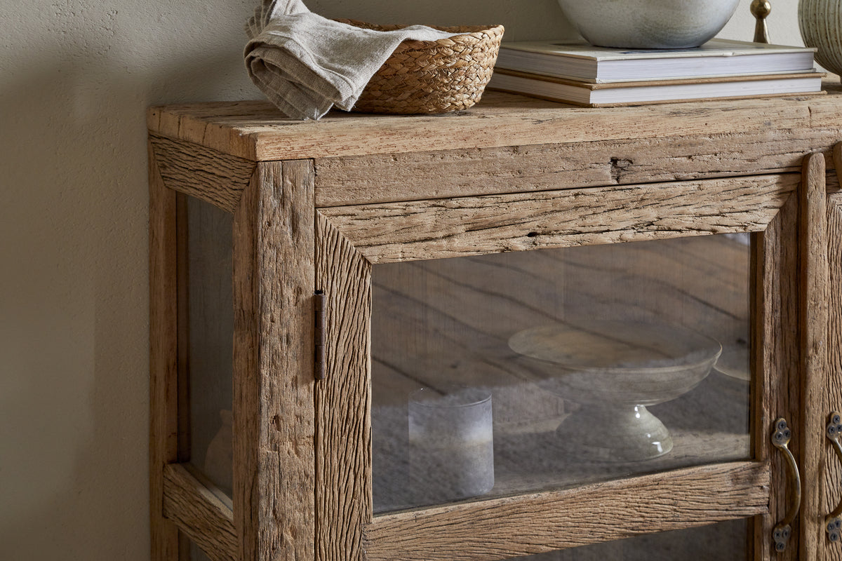 Ibo Reclaimed Wood & Glass Sideboard - Natural - nkuku