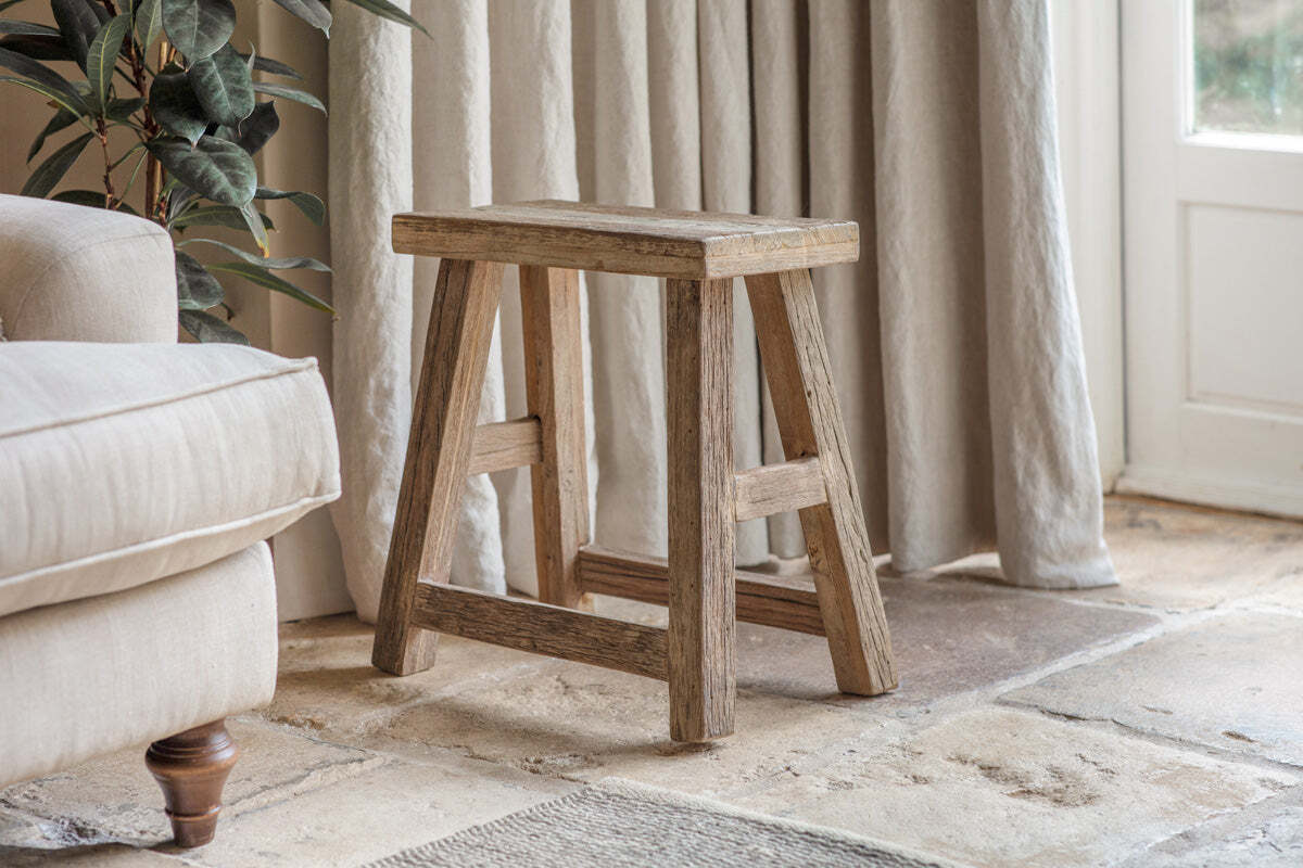Stool Natural Ibo Reclaimed Wood Low Stool - Natural