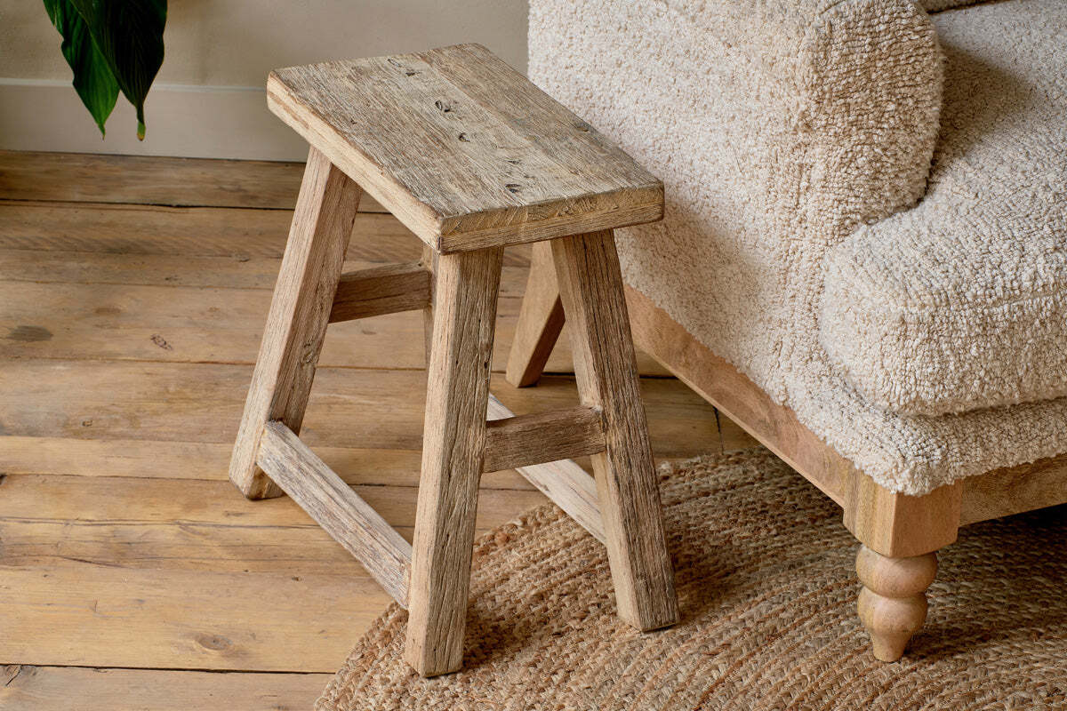 Stool Natural Ibo Reclaimed Wood Low Stool - Natural