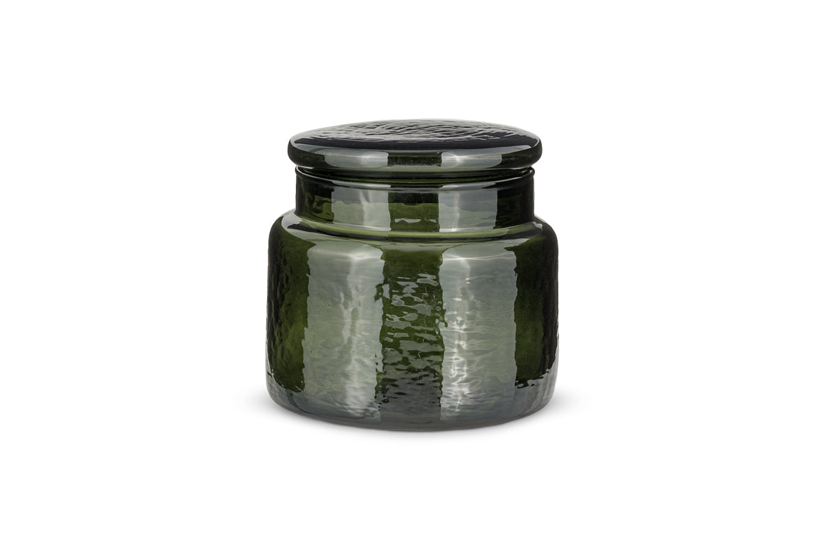 Ilcoso Recycled Hammered Glass Storage Pot - Green-nkuku