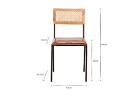 Iswa Leather & Cane Dining Chair - Tan-nkuku