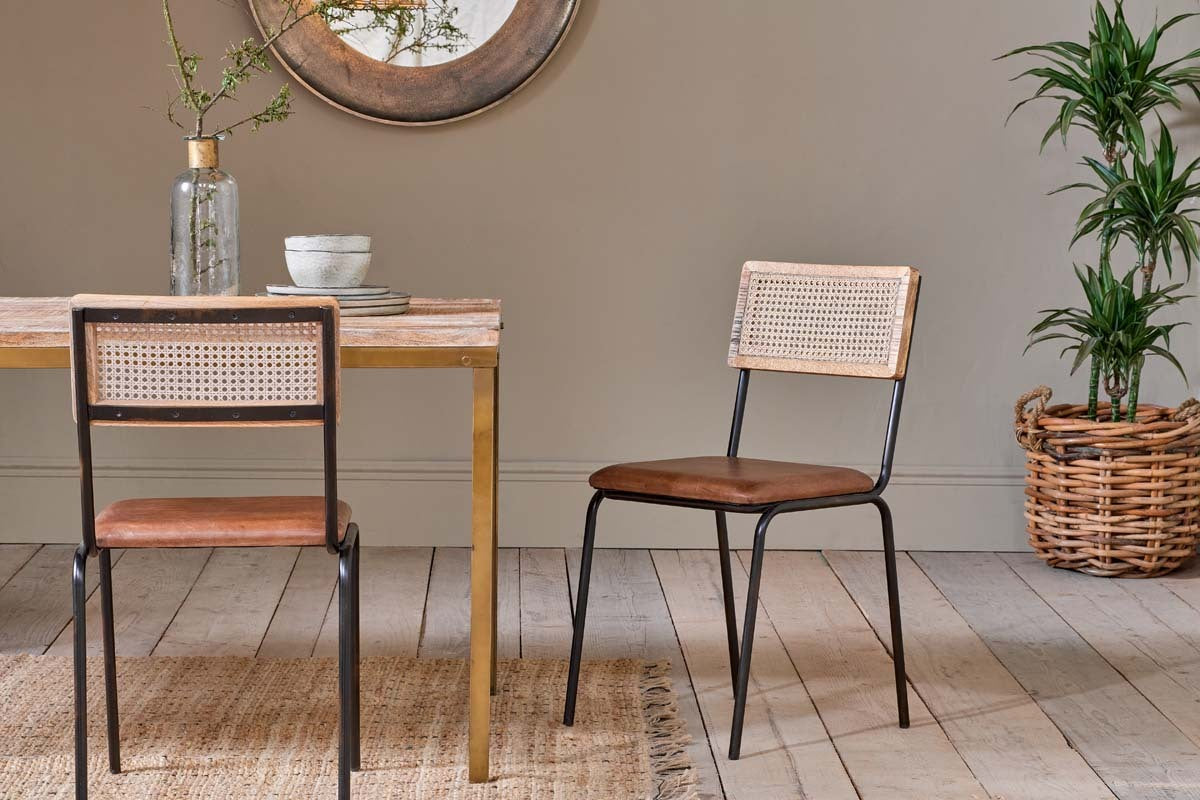 Iswa Leather & Cane Dining Chair