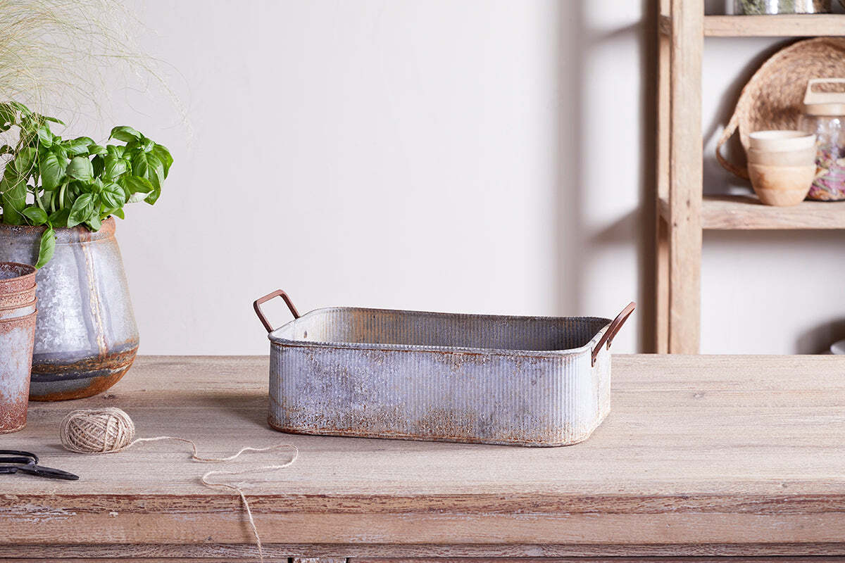 Japos Outdoor Planter Tray - Aged Zinc