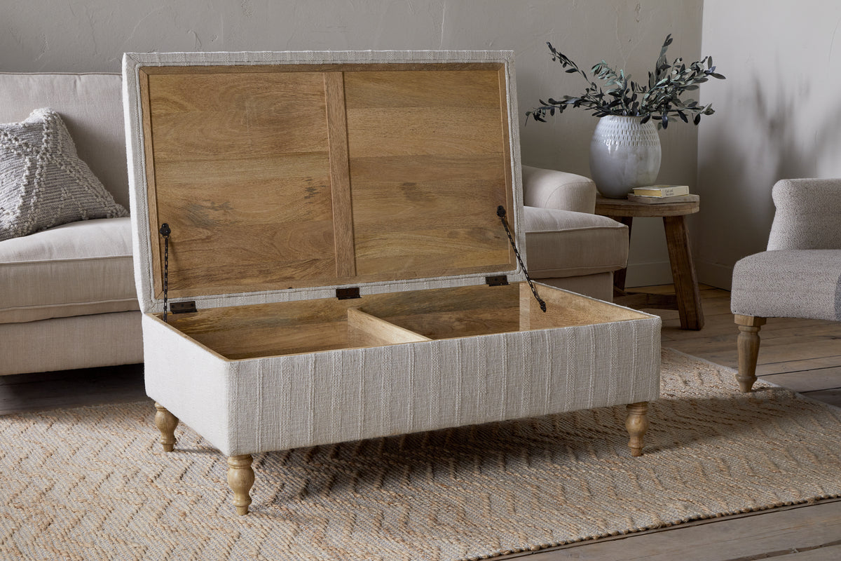 Kiana Upholstered Storage Ottoman - Natural - nkuku