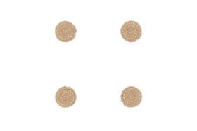 The Keso Woven Coasters by nkuku (Set of 4) in natural banana fibre are arranged in a neat square on a white background—perfect minimalist table decor.
