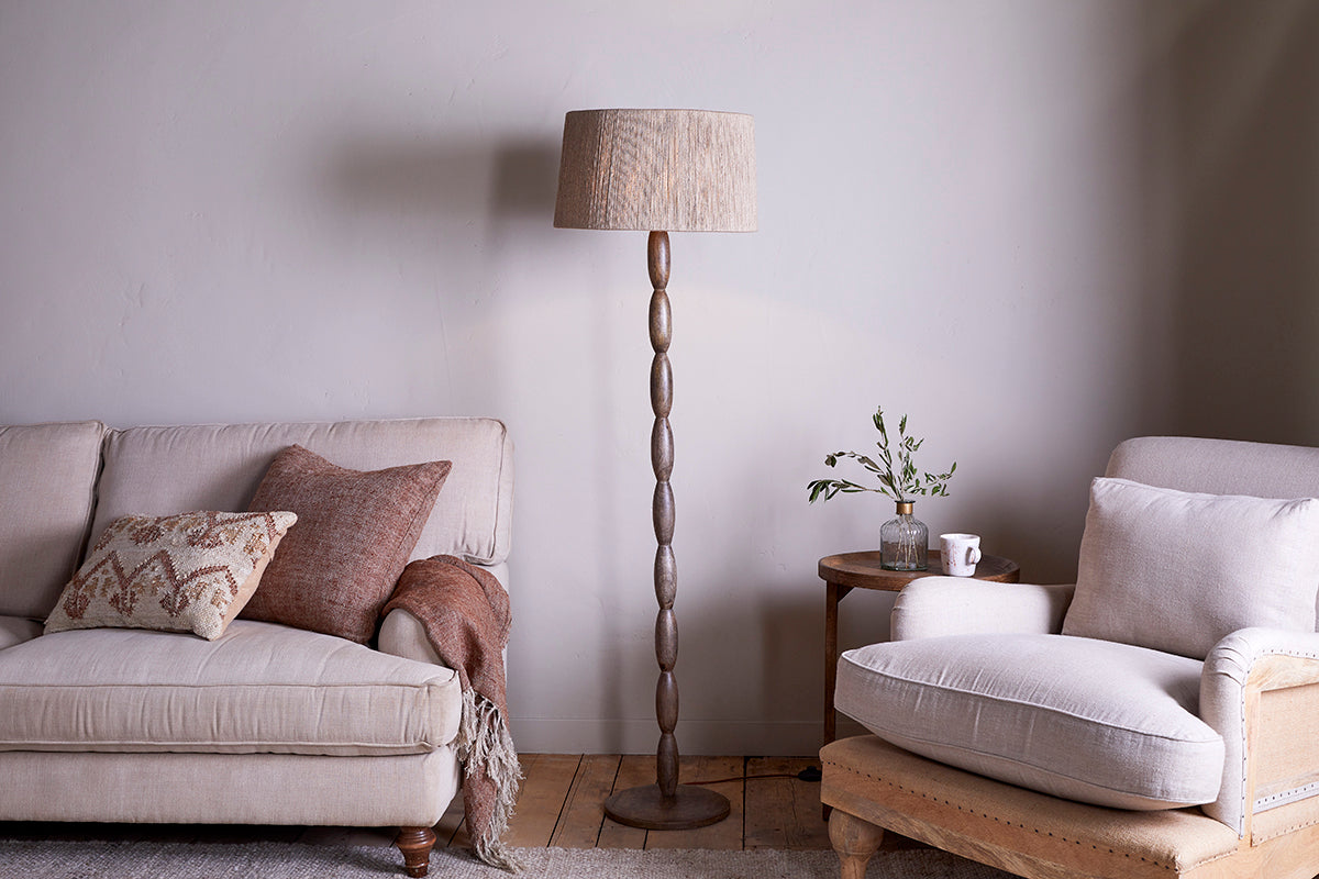 Konali Mango Wood Floor Lamp - Ash Stain - Ash Stain / One Size