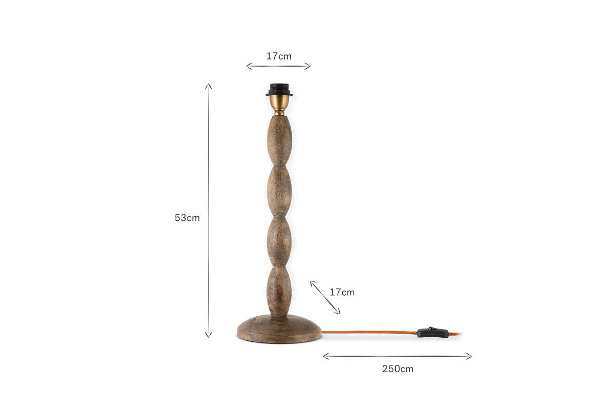 Konali Mango Wood Table Lamp - Ash Stain