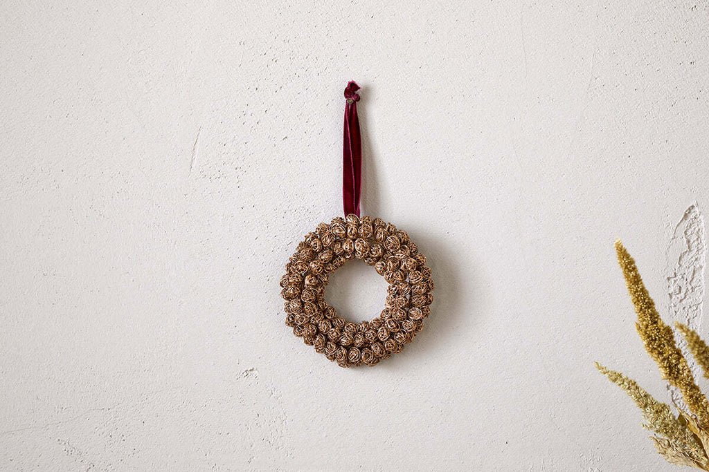 Madhi Mini Wreath Bauble - Brass