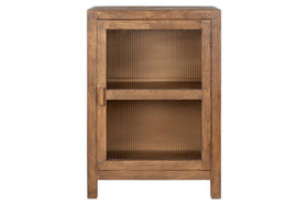 Mendani Mango Wood & Fluted Glass Glass Low Cabinet - Walnut Stain