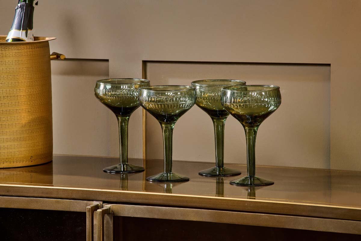Mila Champagne Glass Dark Emerald