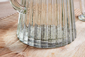 Minati Ribbed Glass Jug - Clear-nkuku