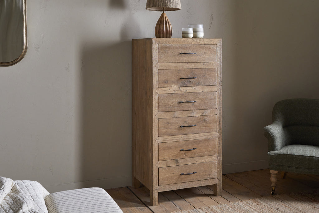 Iya Reclaimed Wood Tall Boy Chest of Drawers - Natural