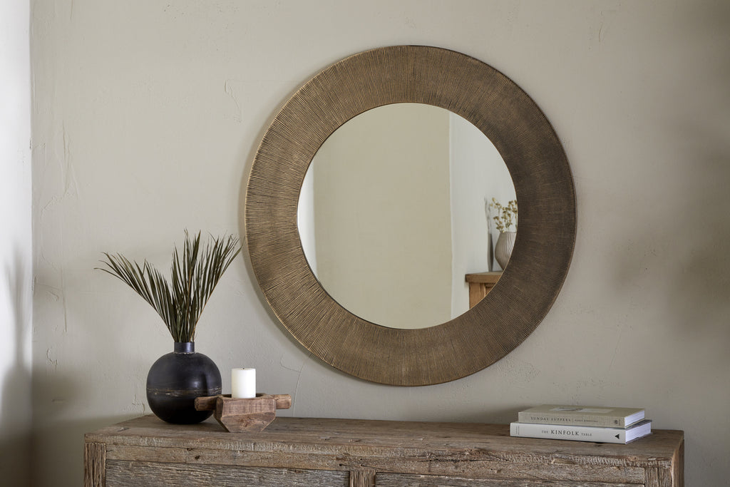 Moto Round Mirror - Antique Brass