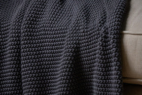 Nahan Moss Stitch Cotton Throw - Charcoal
