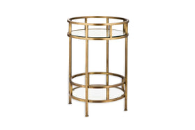 Nakuru Iron & Glass Drinks Table - Brass-nkuku