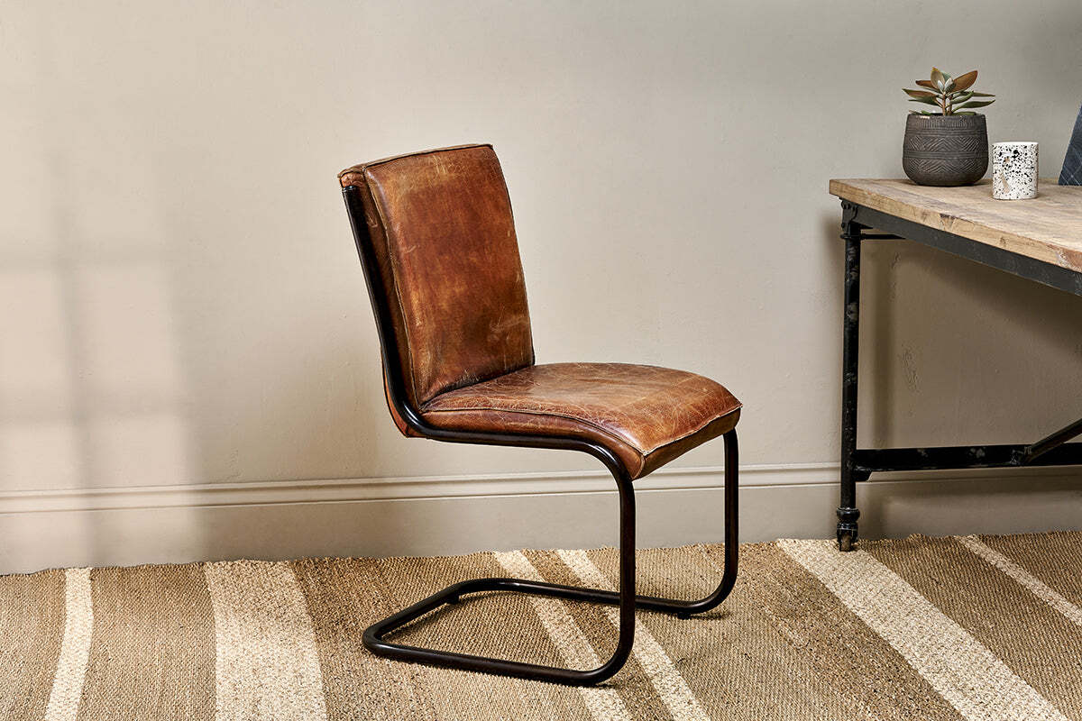 Narwana Leather Desk Chair Aged