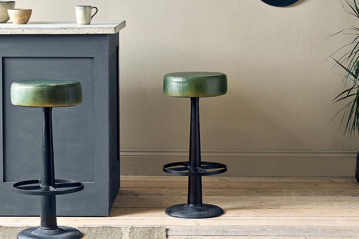 Narwana Leather Round Stool Rich