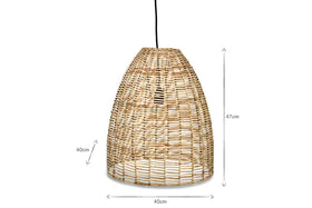 Noko Natural Wicker Conical Pendant - Small