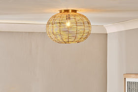 Noko Rattan Flush Ceiling Light