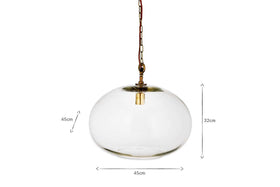 Otoro Recycled Glass Pendant - Clear - Large Round-nkuku