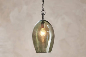 Otoro Recycled Glass Pendant - Green - Large Oval