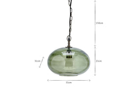 Otoro Recycled Glass Pendant - Green - Small Round-nkuku