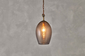 Otoro Recycled Glass Pendant - Smoke - Small Oval