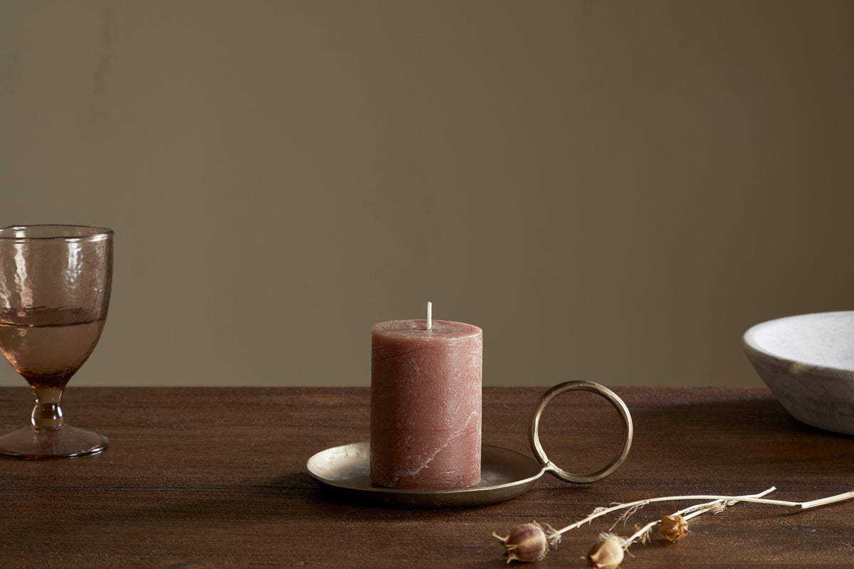 Rustic Soy Blend Mini Pillar Candle - Rust - Mini-nkuku